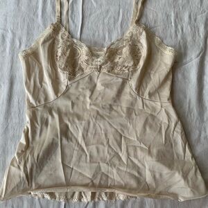 Vintage JC Penney Lacy Nylon Cream Cami Lingerie Slip Tank Top